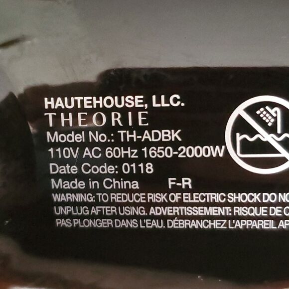 Hauthouse Theorie Airshine model th-adbk 2000 watt hair dryer no attachments - Picture 3 of 12